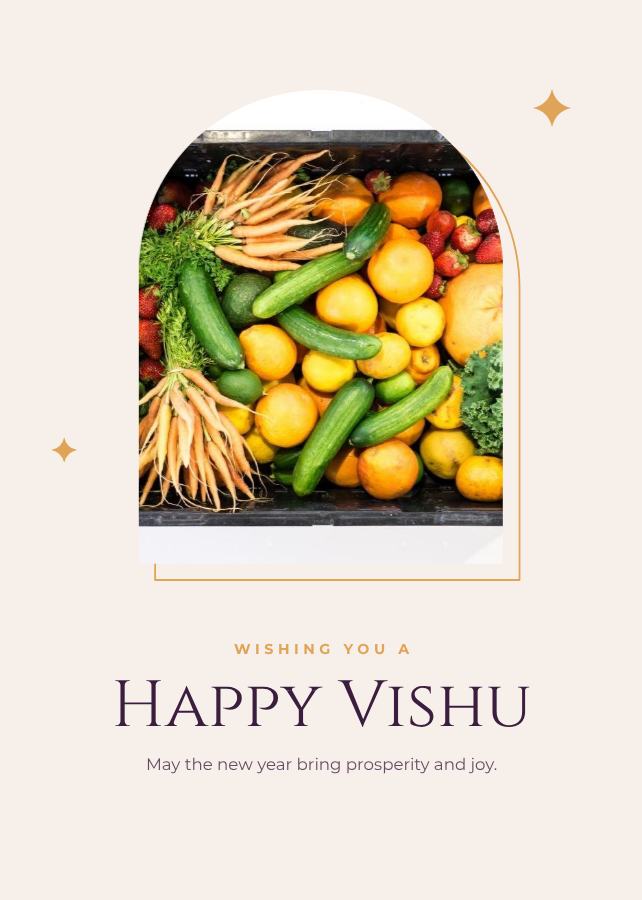 Plum Vishu Greeting Card — editable festivals template