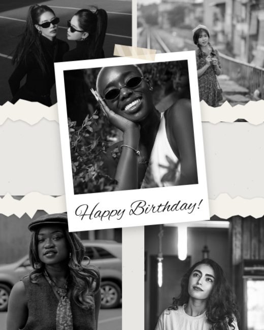 Polaroid Friends Birthday Collage template
