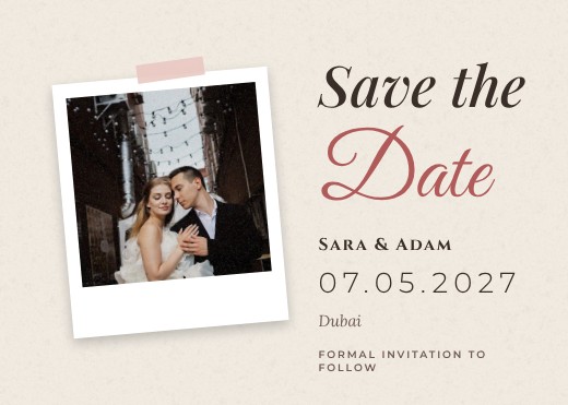 Polaroid Save the Date Card — free save the date template
