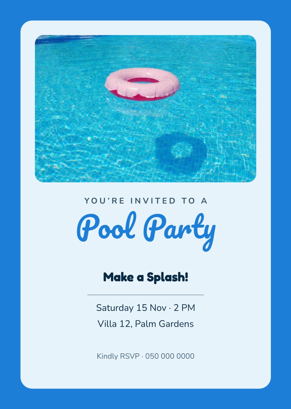 Pool Party Invitation — editable events template