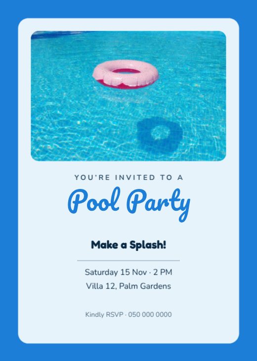 Pool Party Invitation template