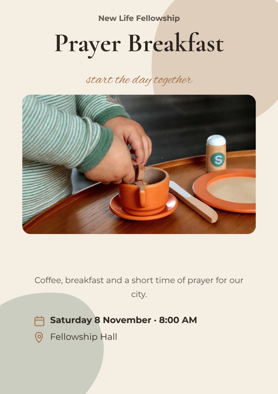 Prayer Breakfast Church Poster — editable events template