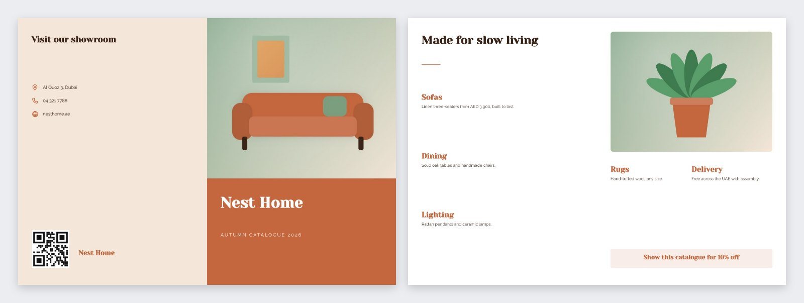 Product Catalogue Bifold Brochure — editable marketing template