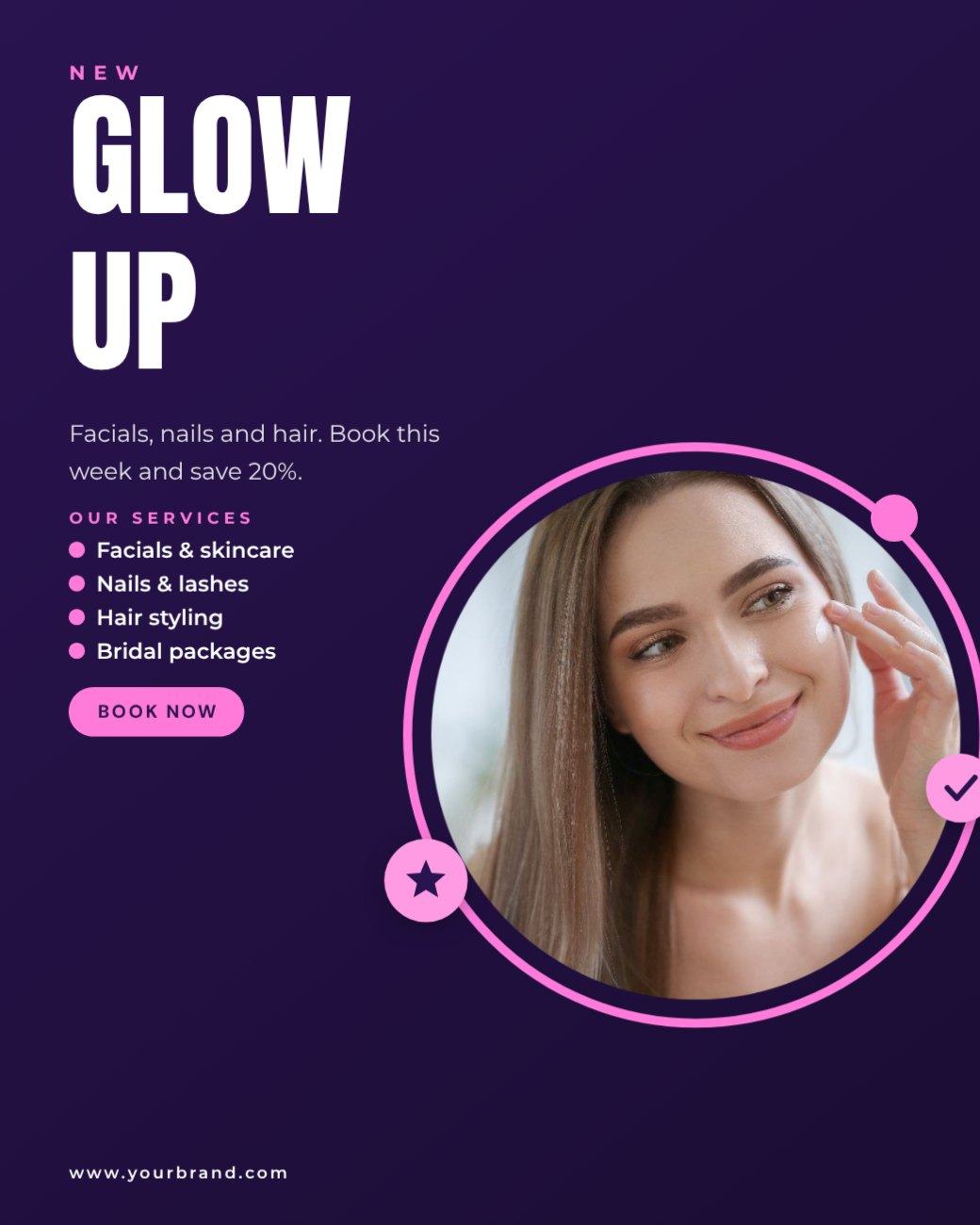 Purple Beauty Salon Post — editable marketing template