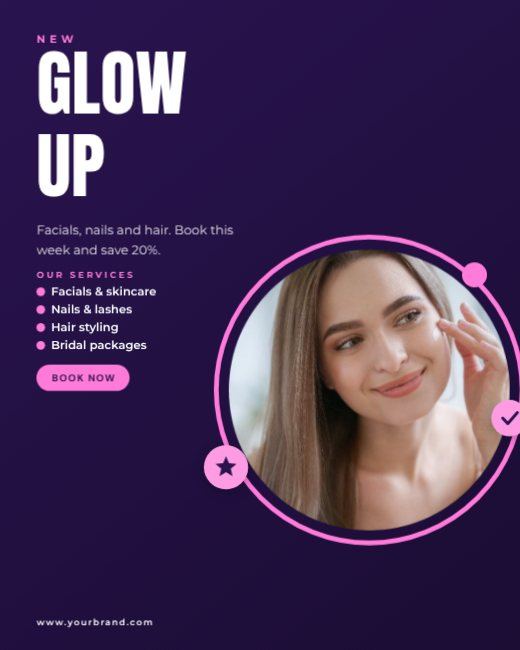 Purple Beauty Salon Post — free salon flyer template