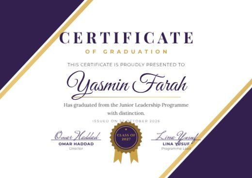 Purple Diagonal Graduation Certificate — free graduation design template