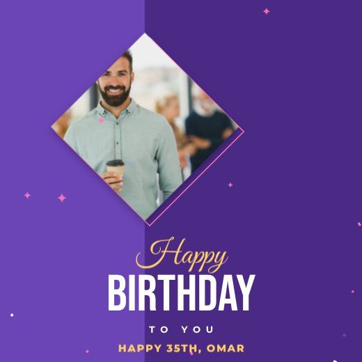 Purple Diamond Birthday Square — free Instagram story template