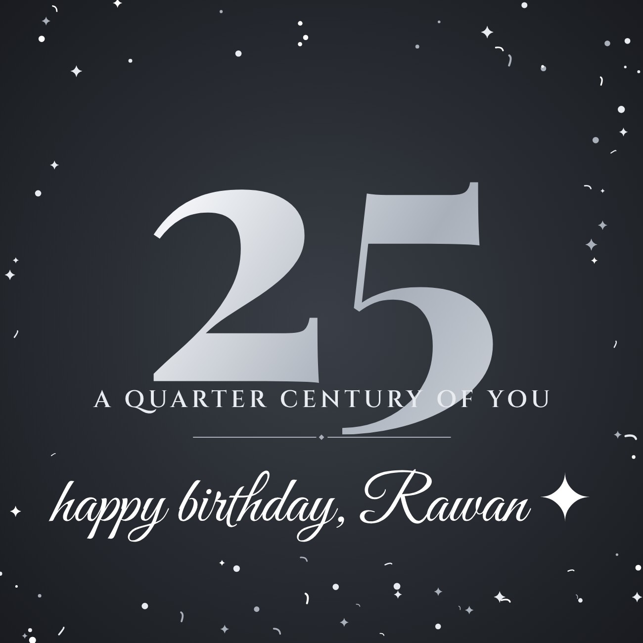 Quarter Century Silver 25 Post — editable birthday template