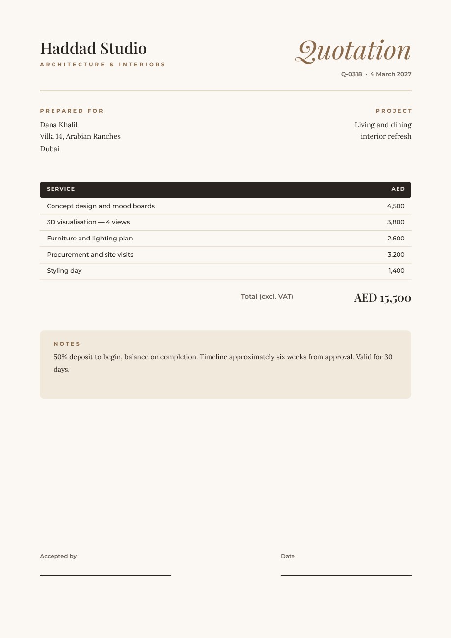 Quotation Sample Pdf Download Quotation Estimate Template — Free Template | Magical Touch Design