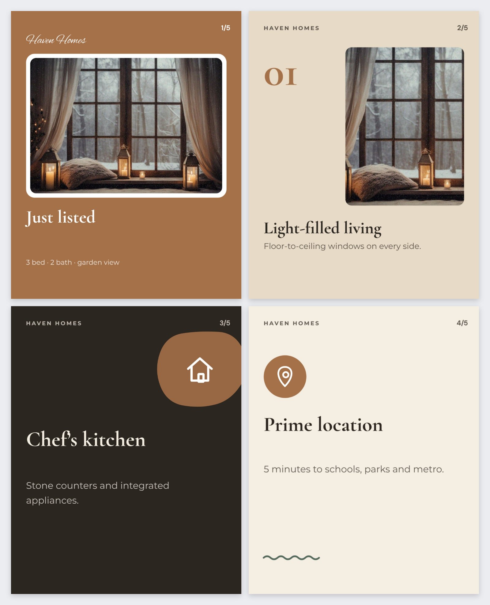 Real Estate Listing Instagram Carousel — editable social media template