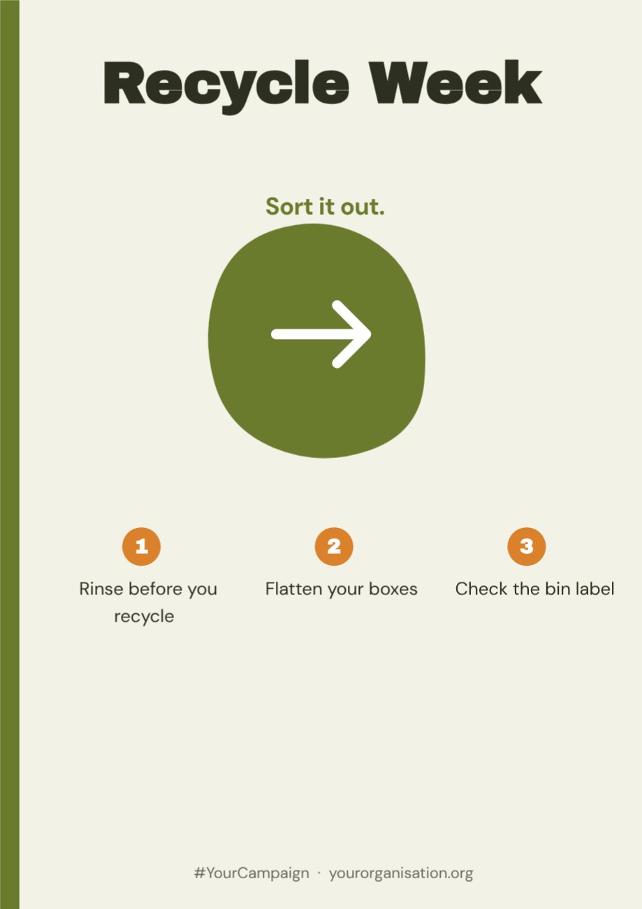 Recycle Week Awareness Poster — editable marketing template