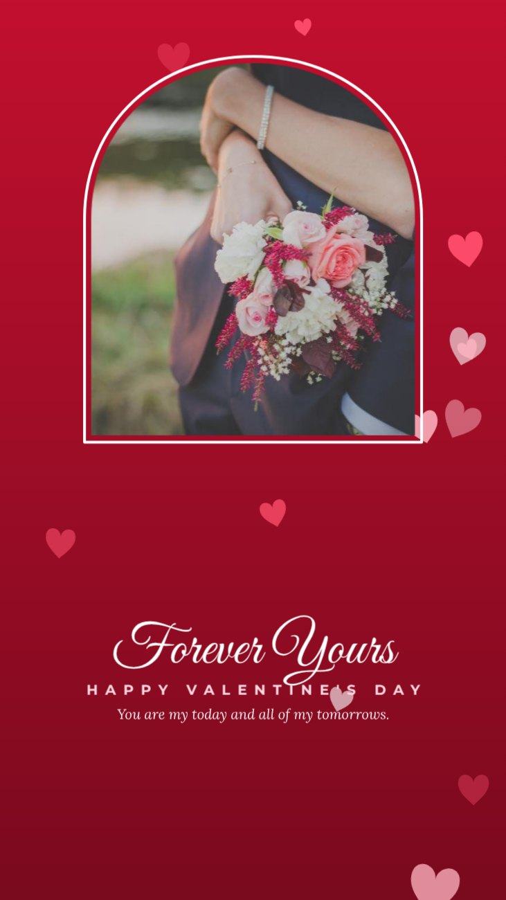 Red Arch Valentine Story — editable love & family template