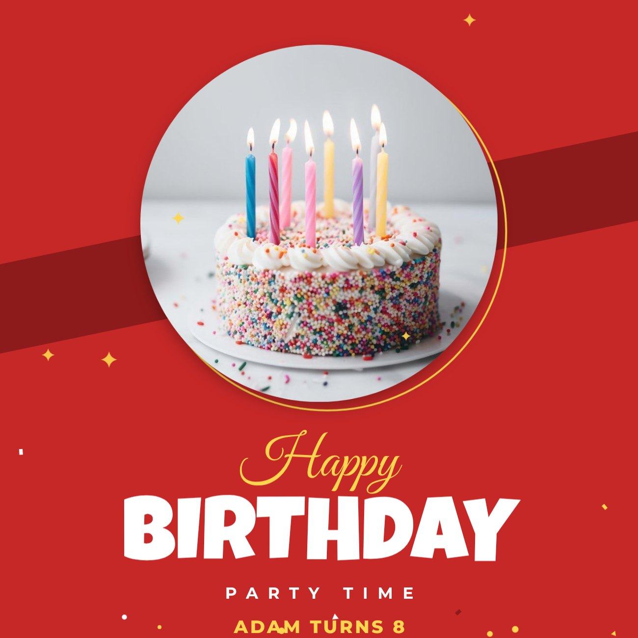 Red Circle Birthday Post — editable birthday template