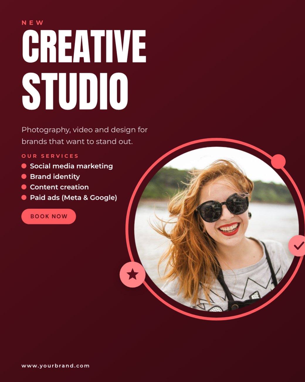 Red Creative Studio Post — editable marketing template