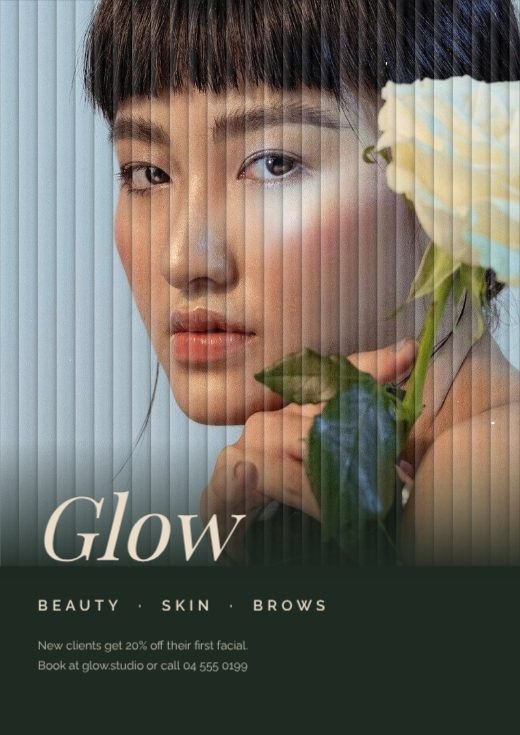 Reeded Glass Beauty Studio Poster template