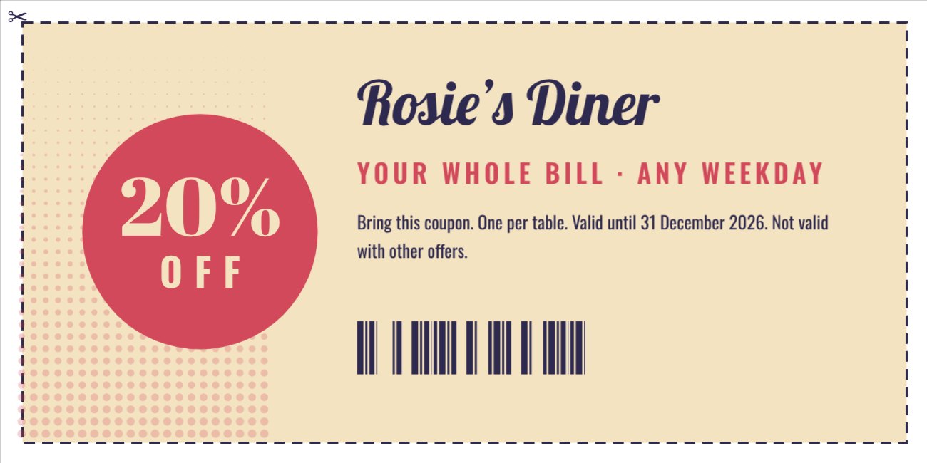 Retro Clip Coupon — editable marketing template