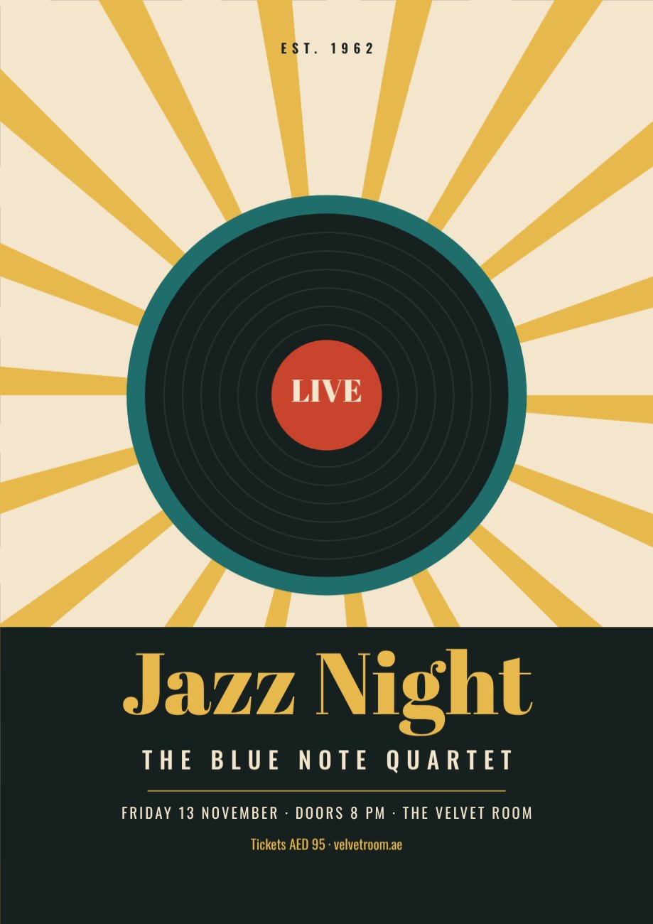Retro Jazz Night Poster — editable events template