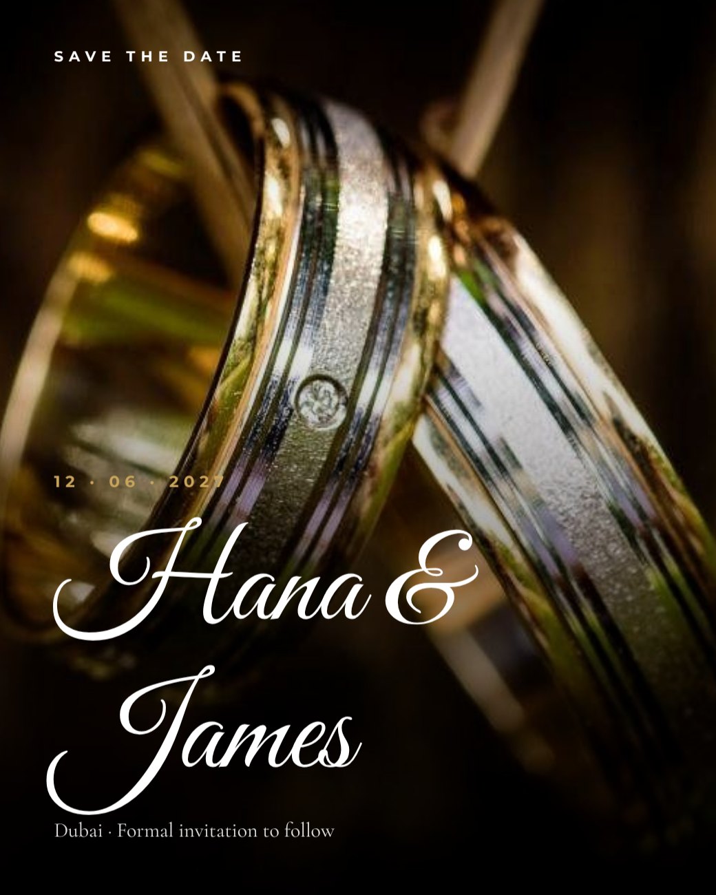 Rings Save the Date Post — editable wedding template