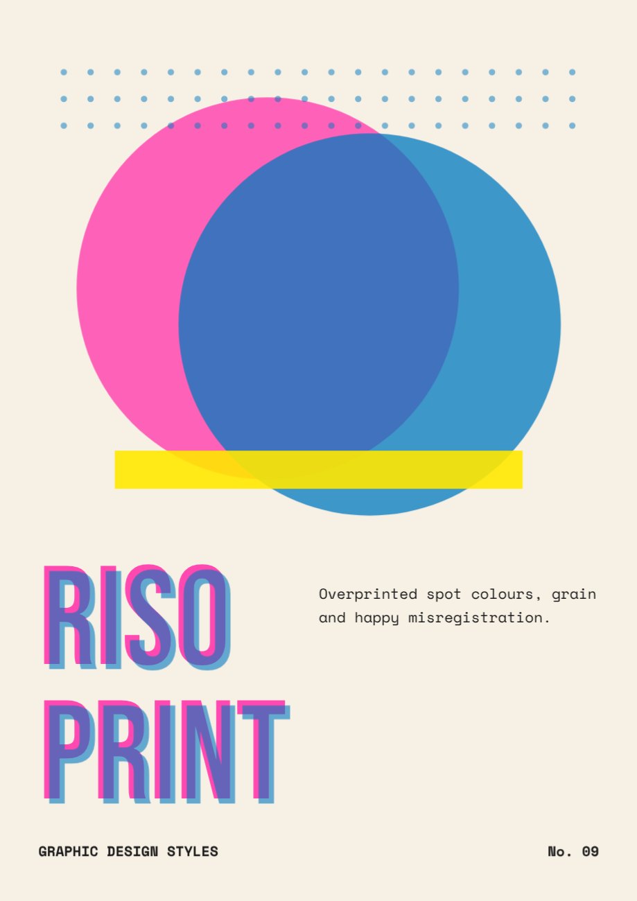 Risograph Design Style Poster — editable poster template