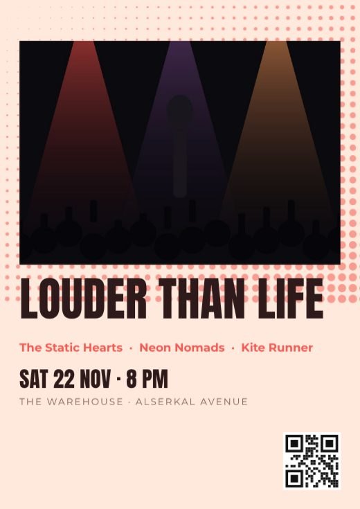 Rock Night Halftone Concert Poster template