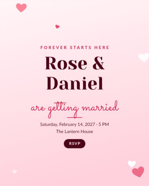 Romantic Hearts Invitation template