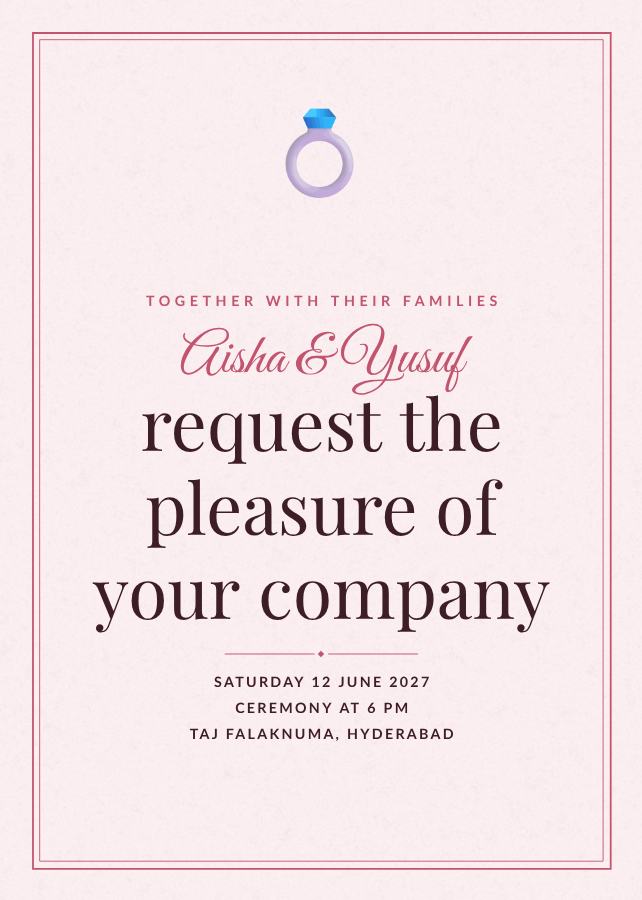 Rose Aisha and Yusuf Wedding Invitation — editable wedding template