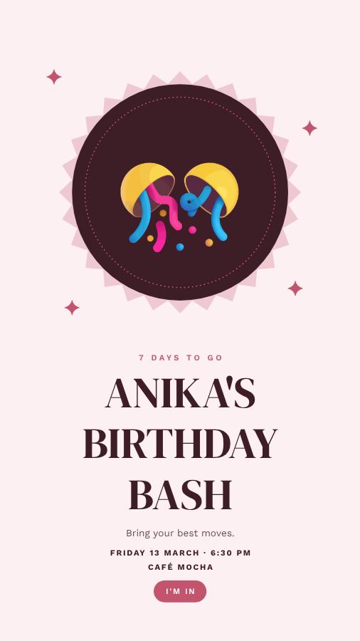 Rose Anika Birthday Bash Story — editable birthday template