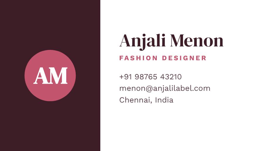 Rose Anjali Label Split Business Card — editable business template