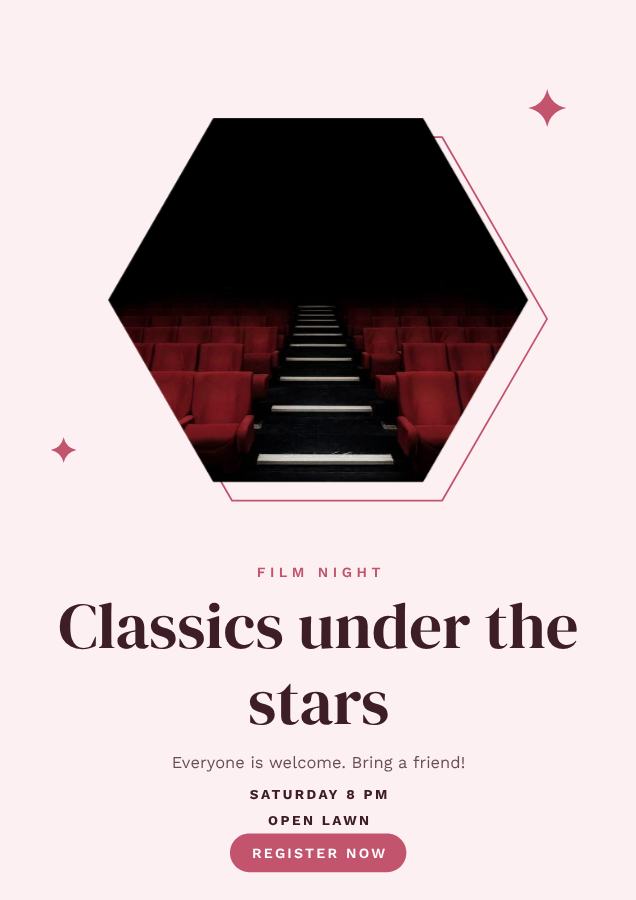 Rose Classics under the stars Poster — editable marketing template