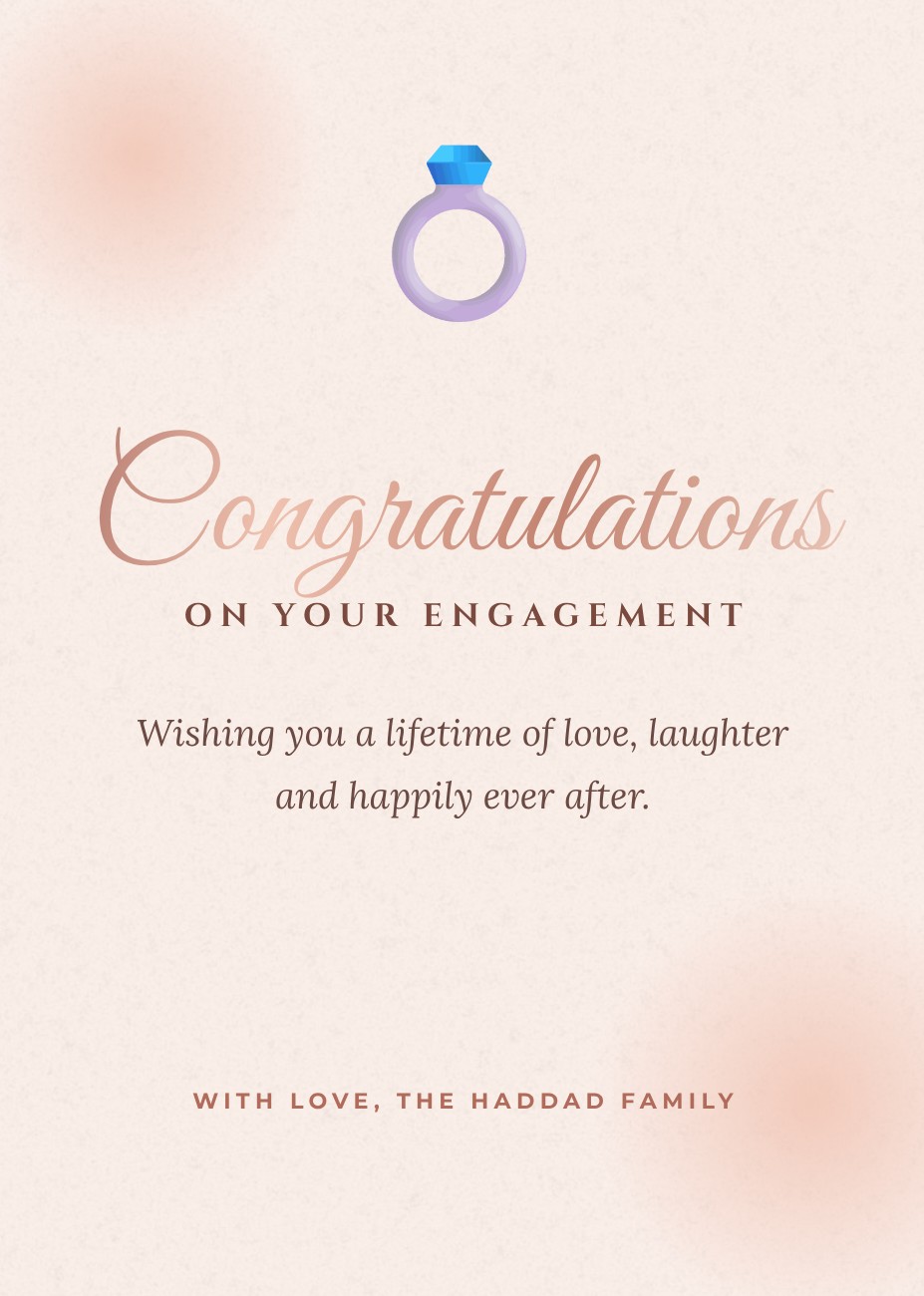 Rose Gold Engagement Card — editable wedding template