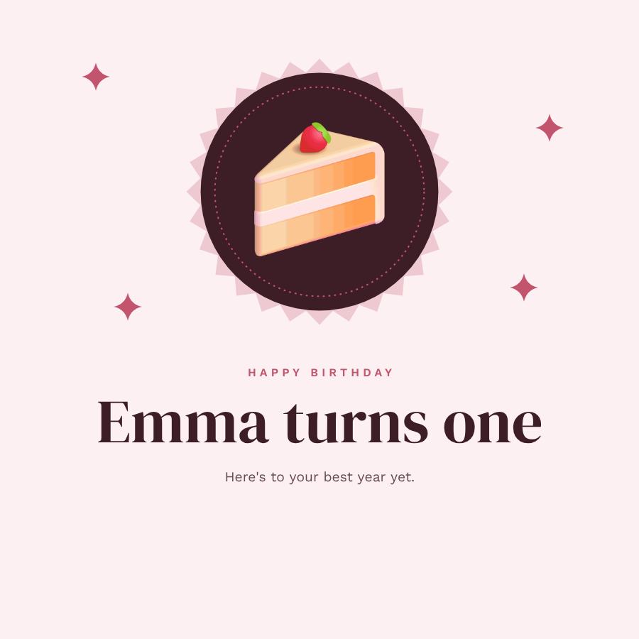 Rose Happy One Emma Birthday Post — editable birthday template
