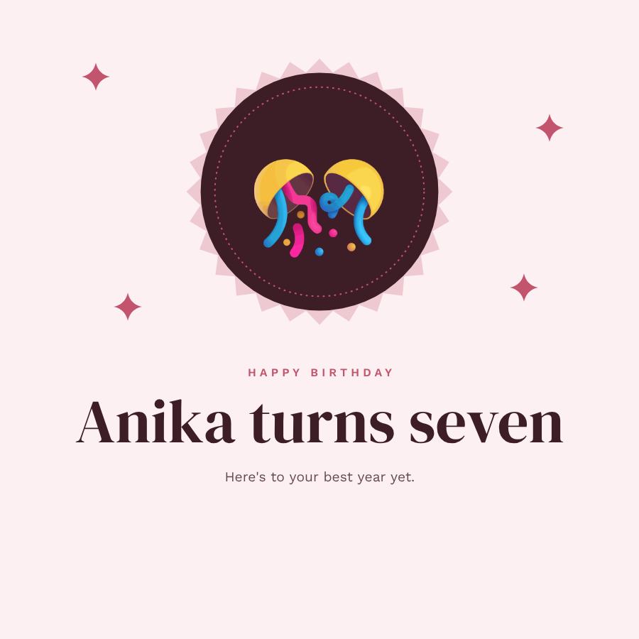 Rose Happy Seven Anika Birthday Post — editable birthday template
