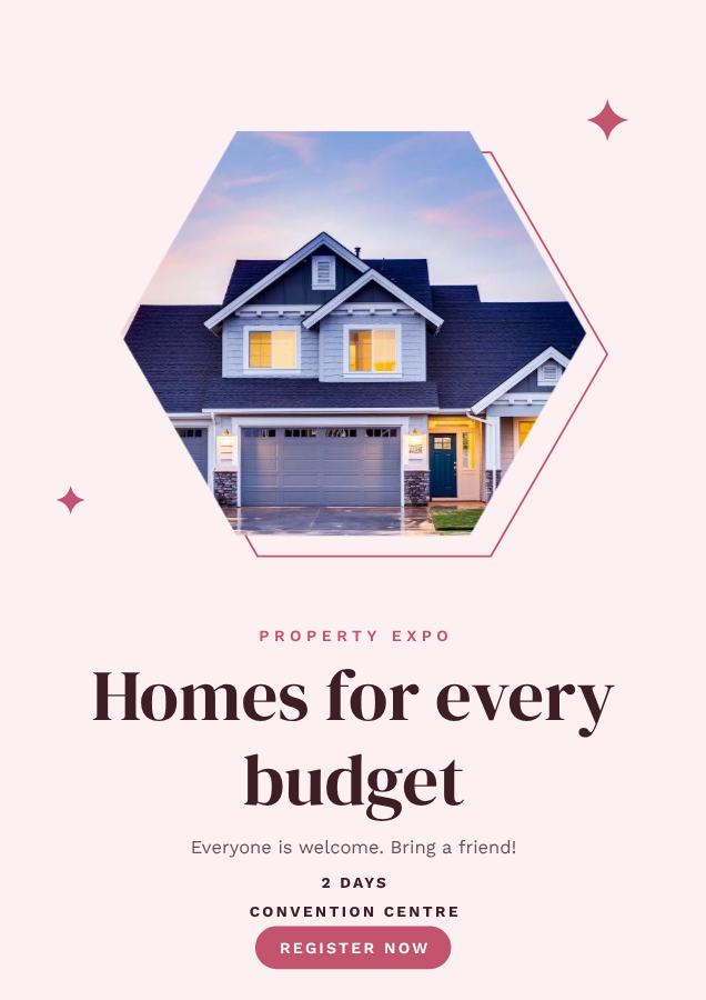 Rose Homes for every budget Poster — editable marketing template