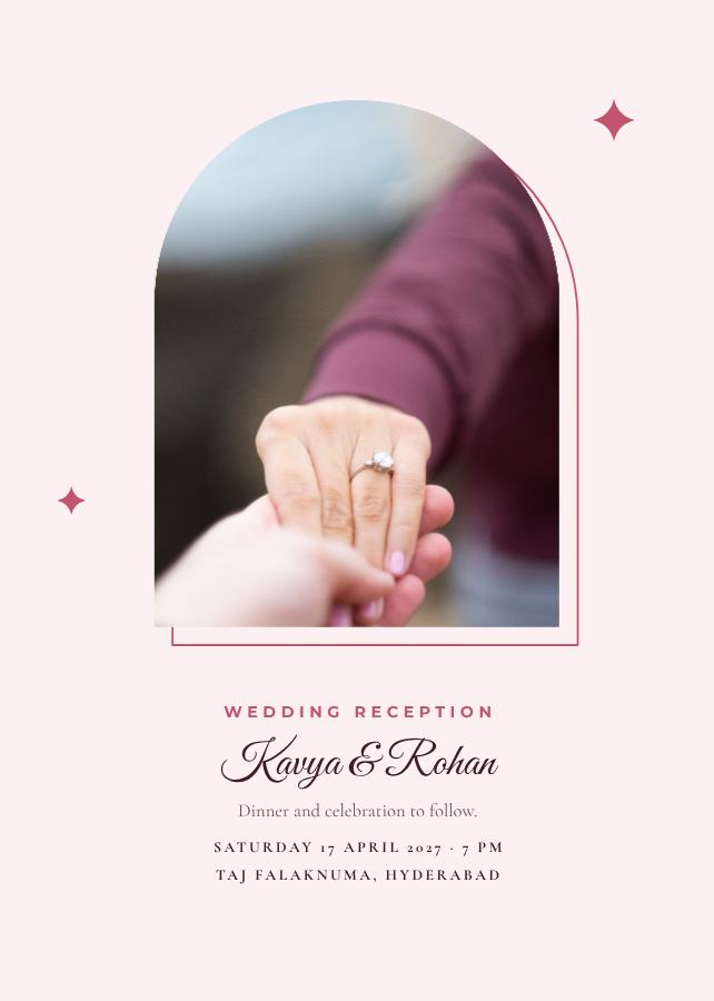Rose Kavya and Rohan Reception Invite — editable wedding template