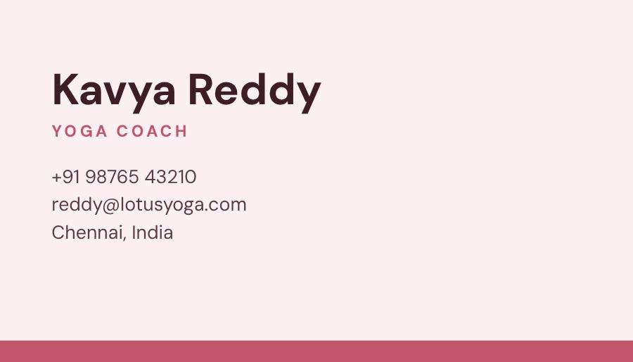 Rose Lotus Yoga Minimal Business Card — editable business template