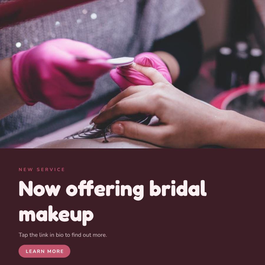 Rose Now offering bridal makeup Announcement Post — editable social media template
