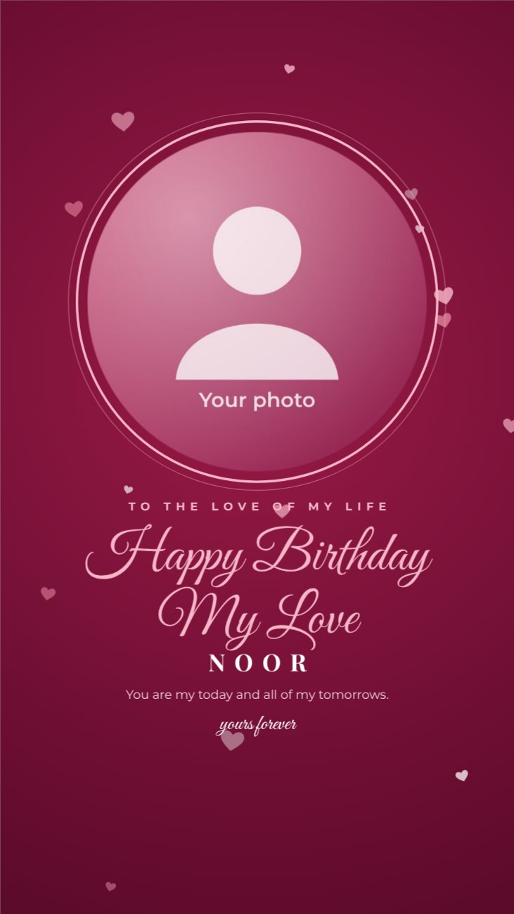 Rose Romance Circle Portrait Story — editable birthday template