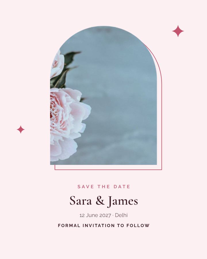 Rose Sara and James Save the Date — editable wedding template