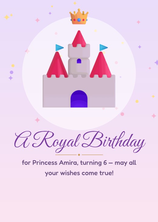 Royal Castle Princess Card — free greeting card template