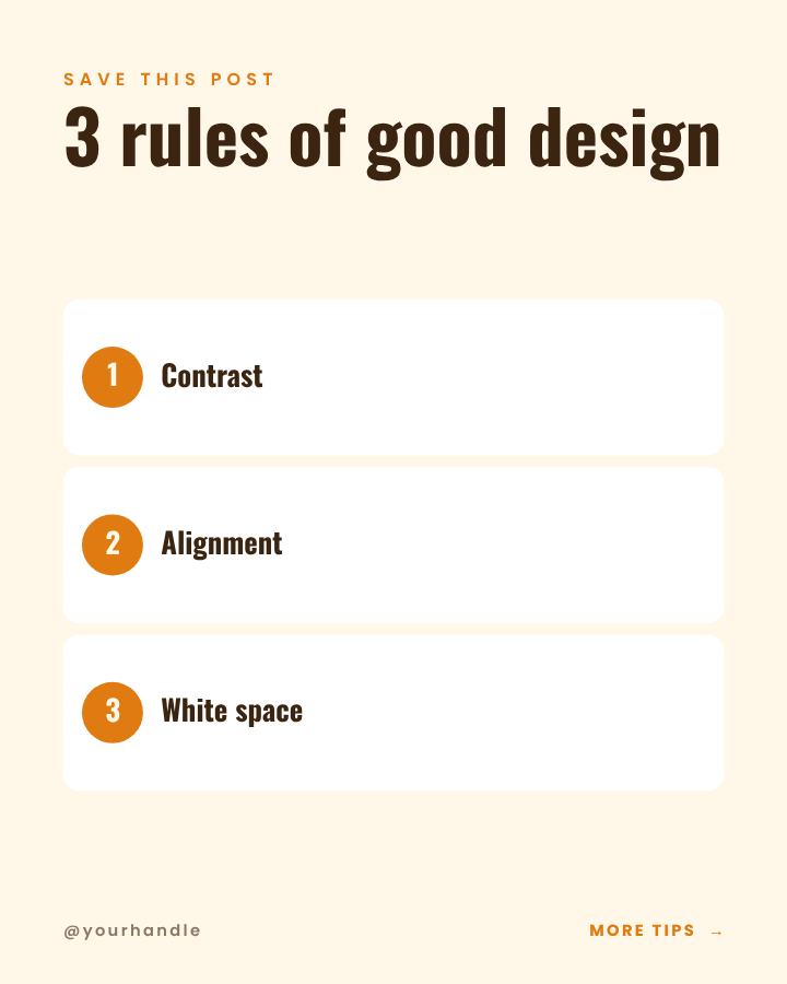 Saffron 3 rules of good design Tips Post — editable social media template