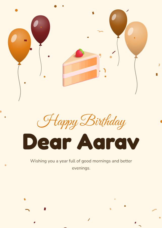 Saffron Aarav Birthday Wishes Card — editable birthday template