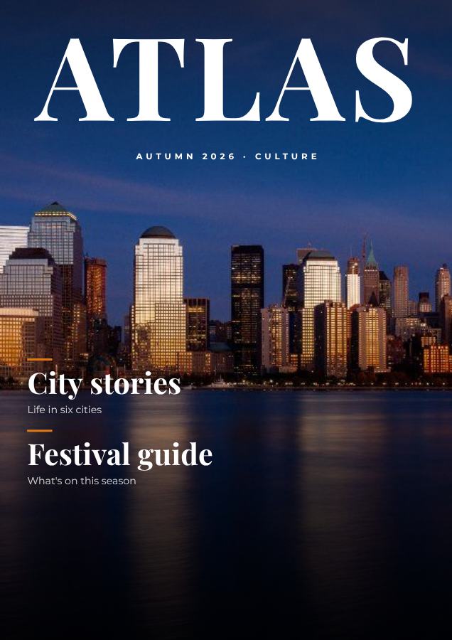 Saffron ATLAS Culture Magazine Cover Autumn 2026 — editable marketing template