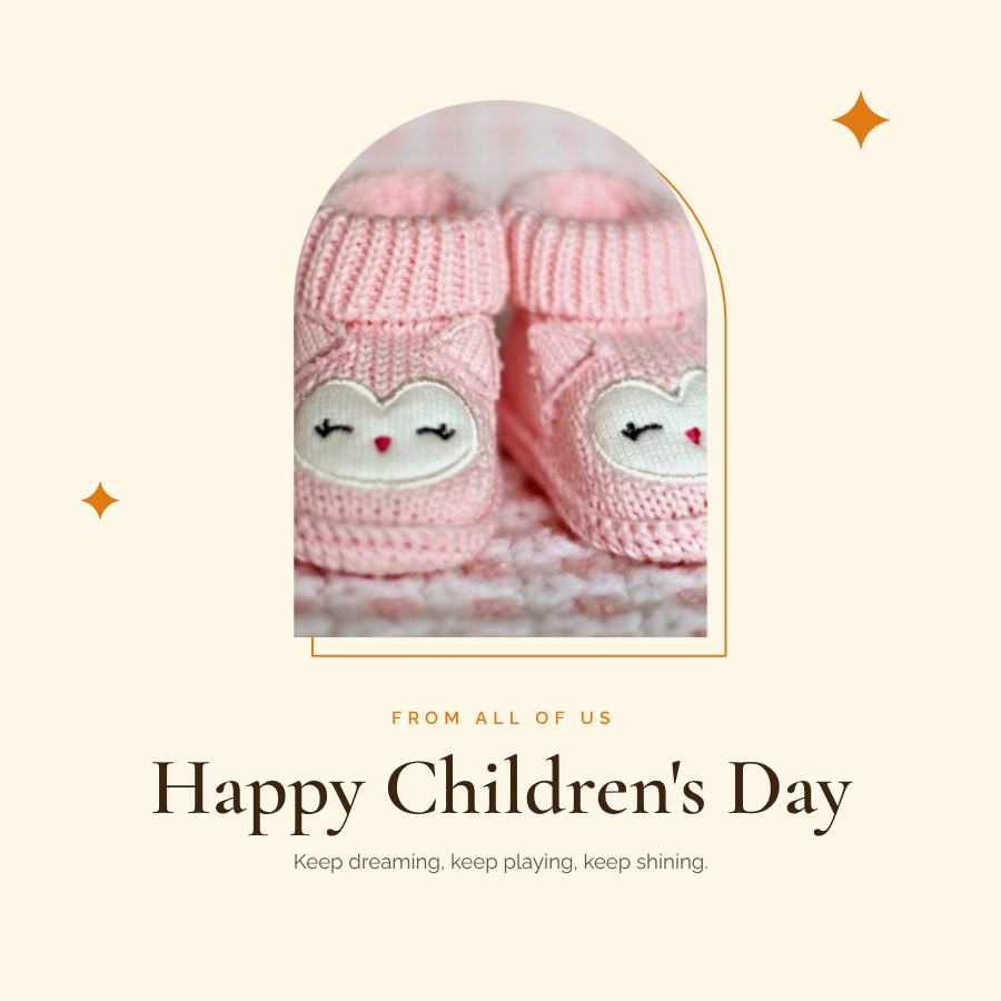 Saffron Children's Day Business Wishes Post — editable festivals template
