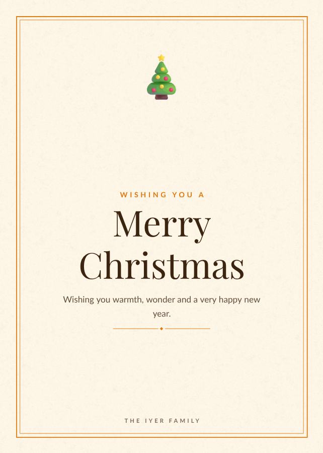 Saffron Christmas Greeting Card — editable festivals template