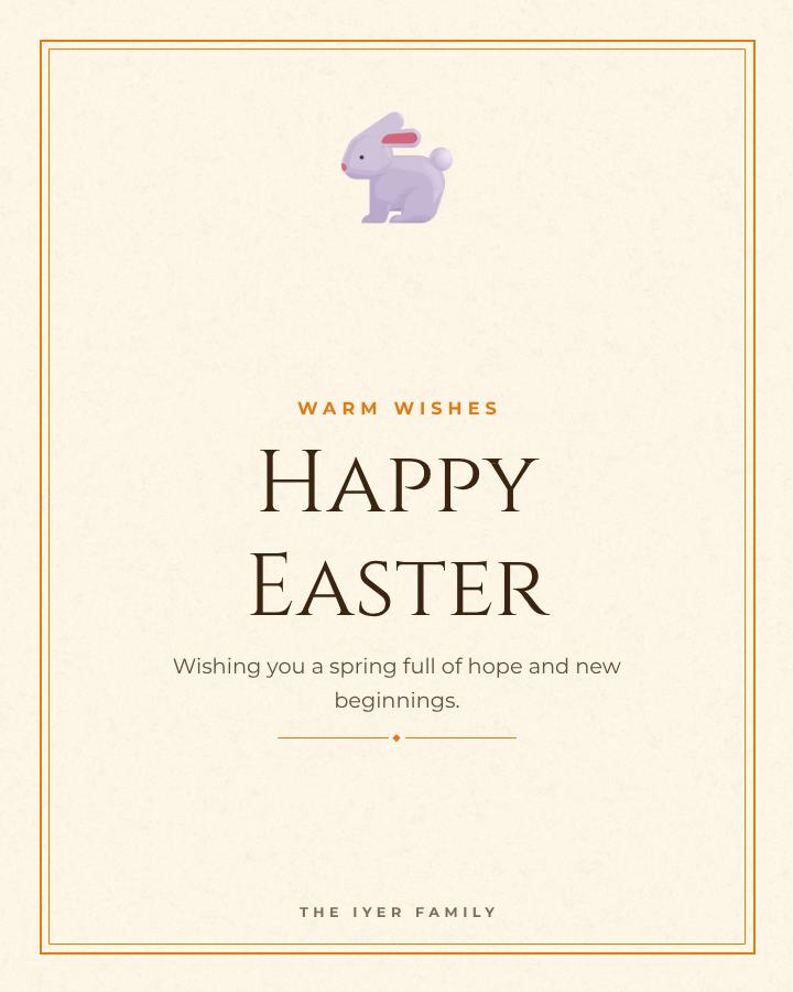 Saffron Easter Greeting Post — editable festivals template