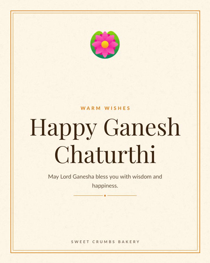 Saffron Ganesh Chaturthi Greeting Post — editable festivals template