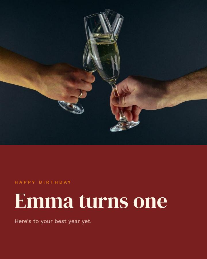 Saffron Happy One Emma Birthday Post — editable birthday template