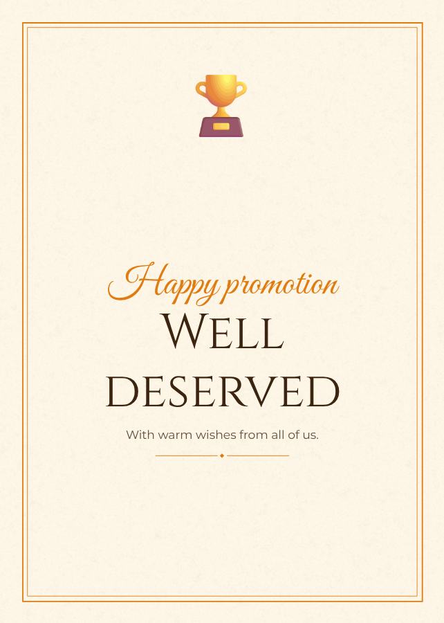 Saffron Happy promotion well deserved Card I — editable cards template