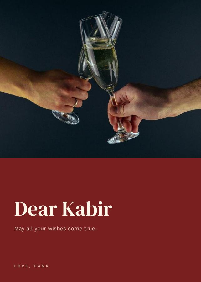 Saffron Kabir Birthday Wishes Card — editable birthday template