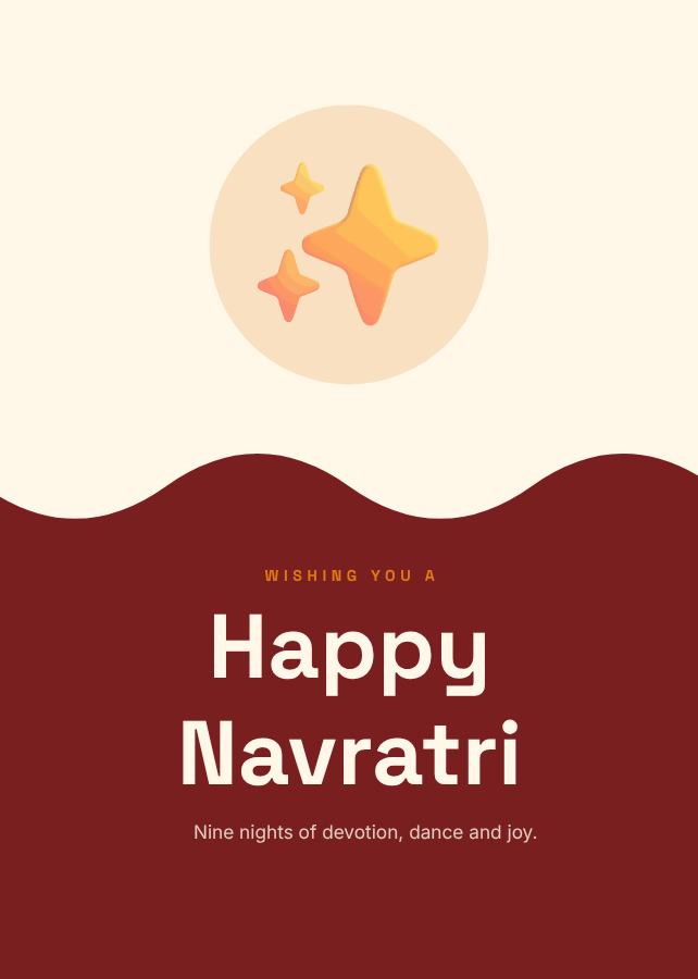 Saffron Navratri Greeting Card — editable festivals template